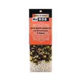 Hängeetikett einer Gewürz-/Risotto-Mischung: Spirit of Spice No R08 – Rote Beete Risotto mit Schnittlauch & Nigella; unten sichtbare Zutaten/​Reiskörner in einem transparenten Bereich.