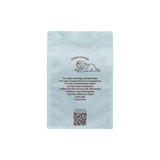 Rückseite eines SOPP Coffee Beutels (250 g) mit Bulldoggen-Illustration, Text und QR-Code
